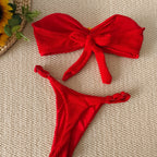 Damen Bandeau-Bikini mit dekorativem Ringdetail R&B