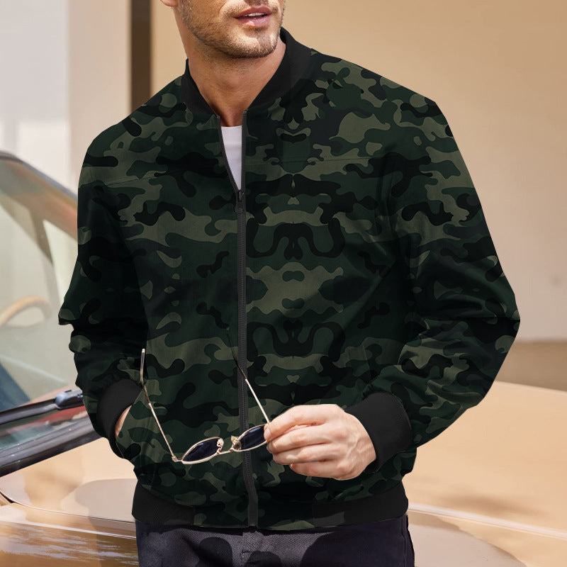 Herren Bomberjacke mit modernem Camouflage-Design und elastischen Bündchen R&B
