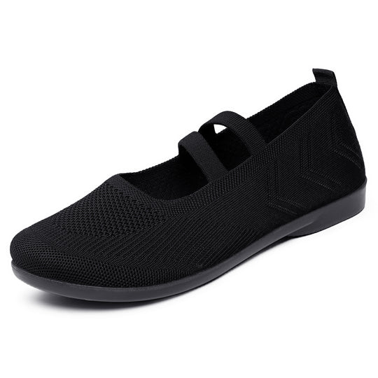 Damen bequeme Ballerinas mit elastischen Riemen und atmungsaktiver Mesh-Oberfläche R&B