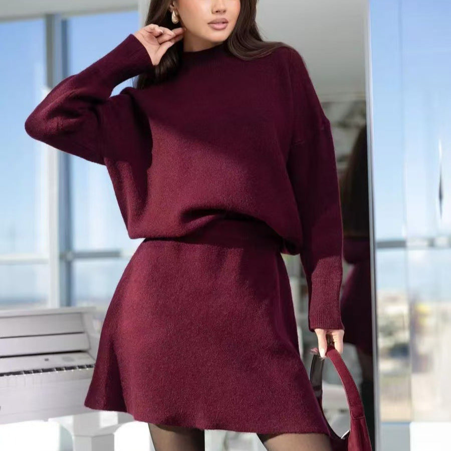 Damen Strickensemble mit weitem Schnitt und hochgeschlossenem Kragen R&B