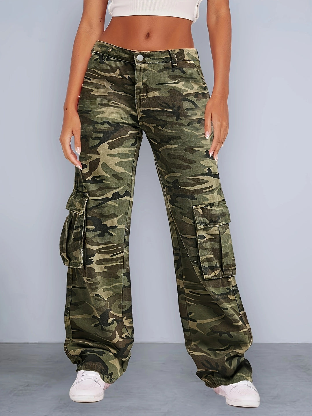 Damen Cargo-Hose im urbanen Camouflage-Stil mit praktischen Seitentaschen R&B