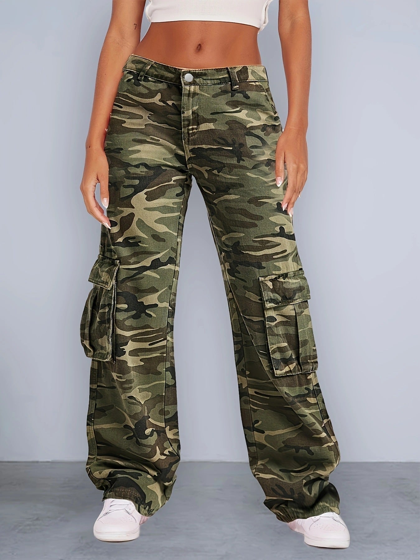 Damen Cargo-Hose im urbanen Camouflage-Stil mit praktischen Seitentaschen R&B