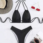 Damen Triangel-Bikini-Top mit verstellbaren Trägern und V-Ausschnitt R&B