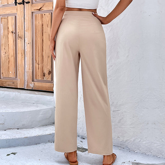 Damen Bequeme High-Waist-Hosen mit Kordelzug und weitem Schnitt R&B