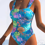 Damen Einteiliger Badeanzug mit innovativem Animal-Print und hohem Beinausschnitt R&B