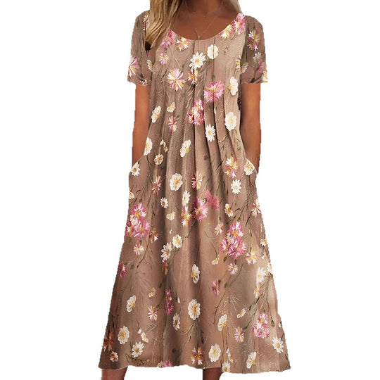 Damen Maxikleid mit floralem Design und praktischen Taschen Heidi-Mode