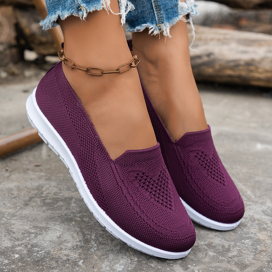 Damen Atmungsaktive Slip-On Freizeitschuhe mit komfortablem Absatz R&B