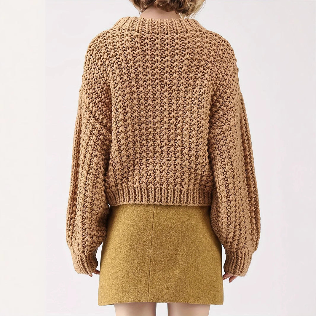 Damen Grobstrickpullover mit weitem Schnitt und Oversized-Ärmeln R&B