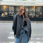 Damen Oversized Jacke mit Fransendetails R&B