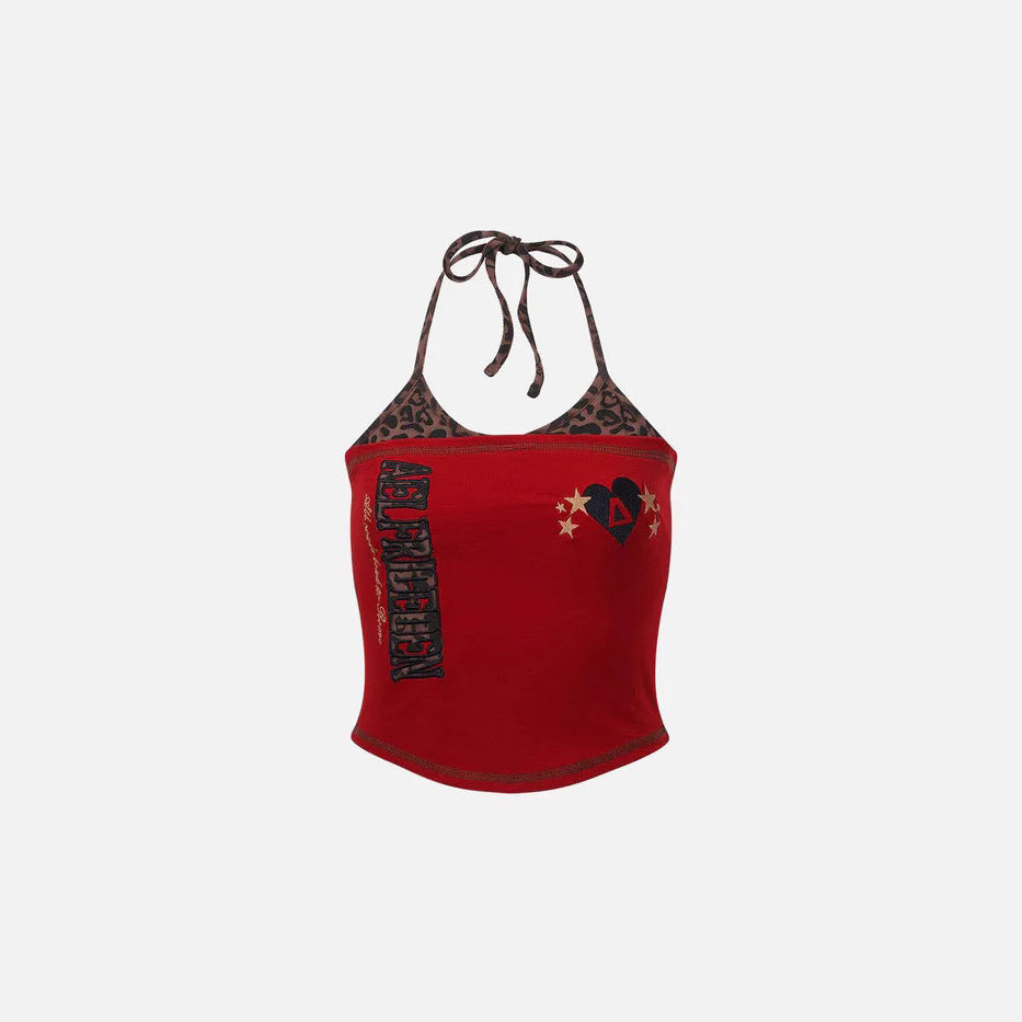 Damen Bunt bedrucktes Crop-Top mit Halterneck R&B