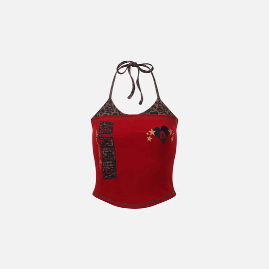Damen Bunt bedrucktes Crop-Top mit Halterneck R&B