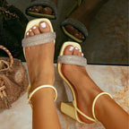 Damen Elegante Sandalen mit funkelndem Riemen und breitem Absatz R&B