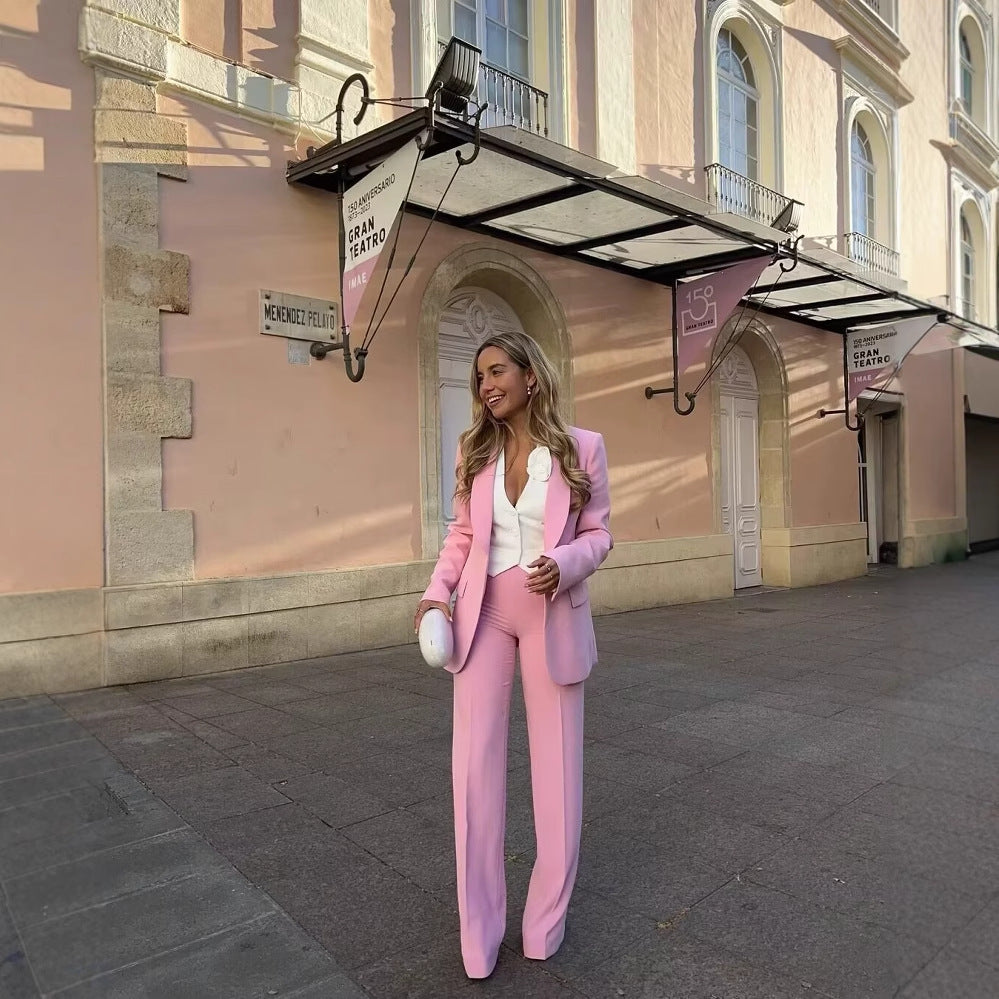 Damen Elegante, weite Palazzo-Hose aus fließendem Material mit elastischem Bund R&B