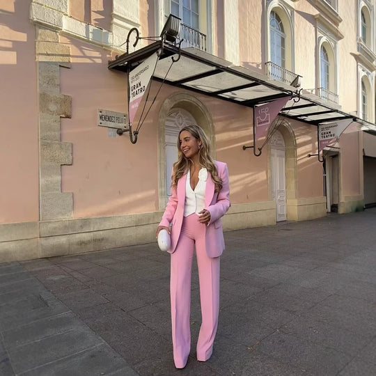 Damen Elegante, weite Palazzo-Hose aus fließendem Material mit elastischem Bund R&B