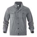 Herren gestreifte Utility-Jacke mit hochschließendem Kragen R&B