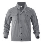 Herren gestreifte Utility-Jacke mit hochschließendem Kragen R&B