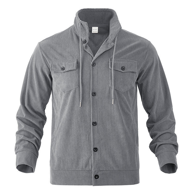 Herren gestreifte Utility-Jacke mit hochschließendem Kragen R&B