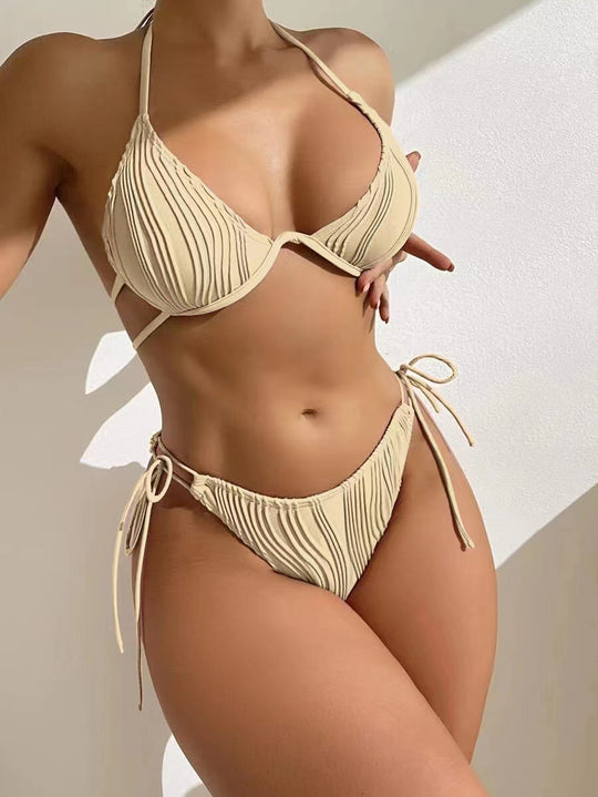 Damen Bikini-Set mit raffiniertem Rippendesign und verstellbaren Bändern R&B