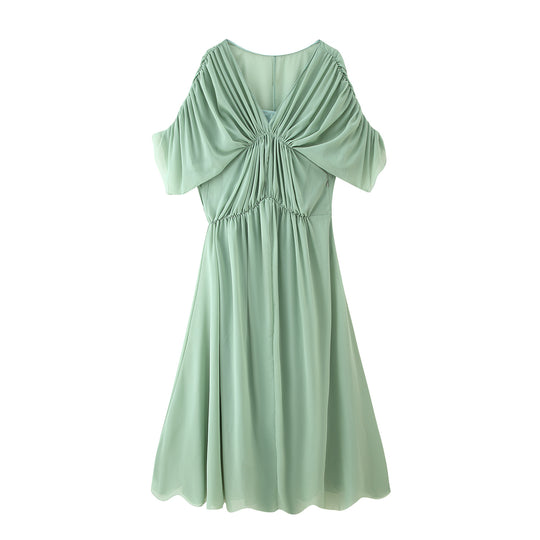 Damen Maxikleid mit fließender Silhouette und eleganter Raffung R&B