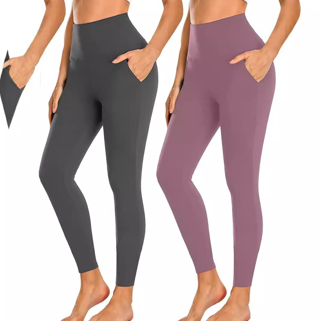 Damen Hochtaillierte Sportleggings mit Taschen R&B