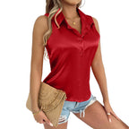 Damen Elegante Satin-Bluse mit Kragen R&B