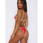 Damen Triangel-Bikini mit verstellbaren Trägern und kontrastierendem Saum R&B