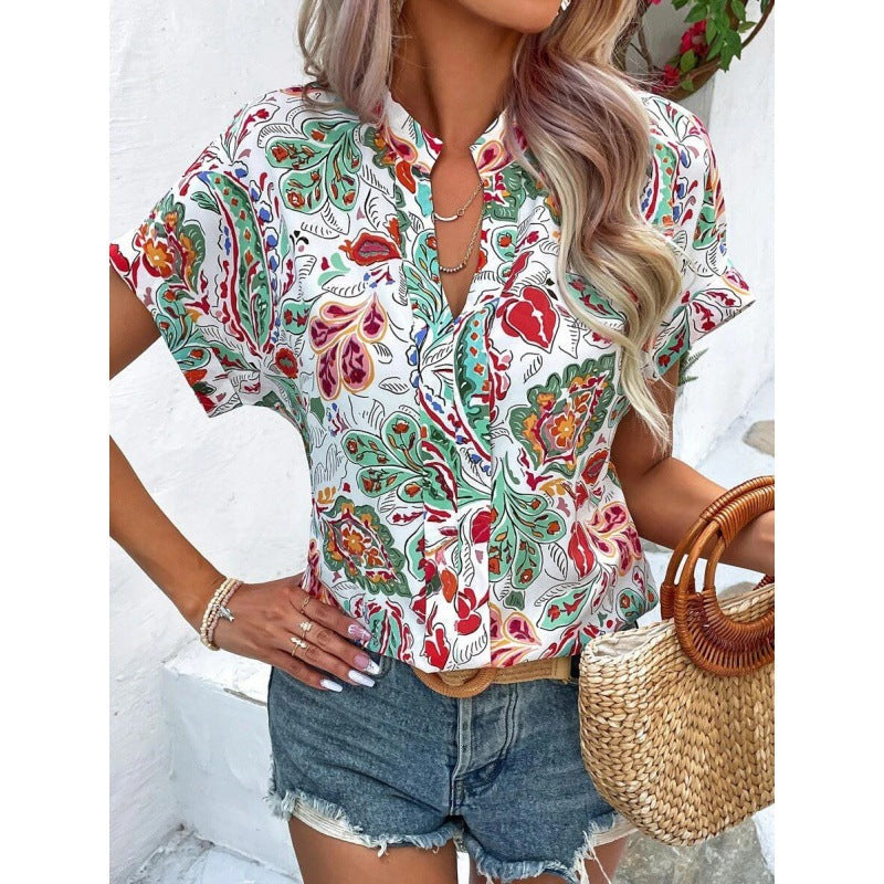 Damen Bluse mit floralem Design und luftigen Ärmeln