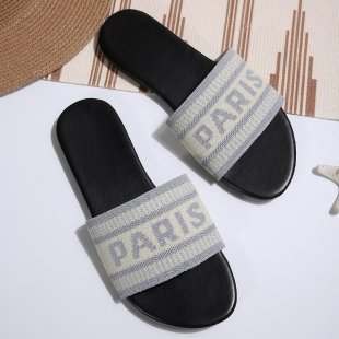 Damen Stylish Slide-Sandalen mit modischem Schriftzug R&B
