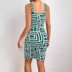 Damen Figurbetontes Kleid mit modernem grafischem Muster R&B