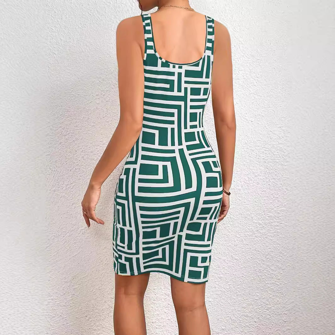 Damen Figurbetontes Kleid mit modernem grafischem Muster R&B