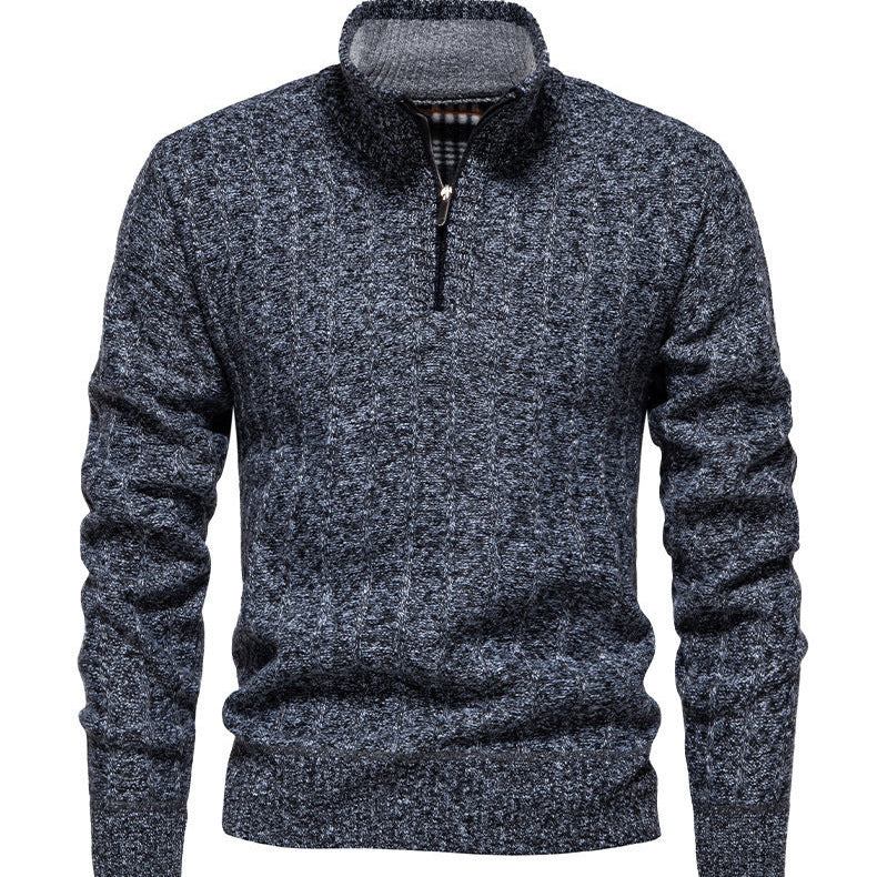 Herren Pullover mit Stehkragen und Zipper R&B
