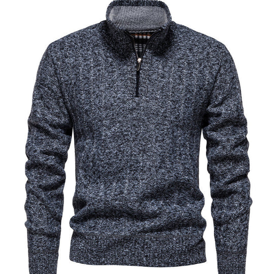Herren Pullover mit Stehkragen und Zipper R&B