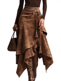 Damen asymmetrischer Wickelrock mit dekorativen Quasten R&B