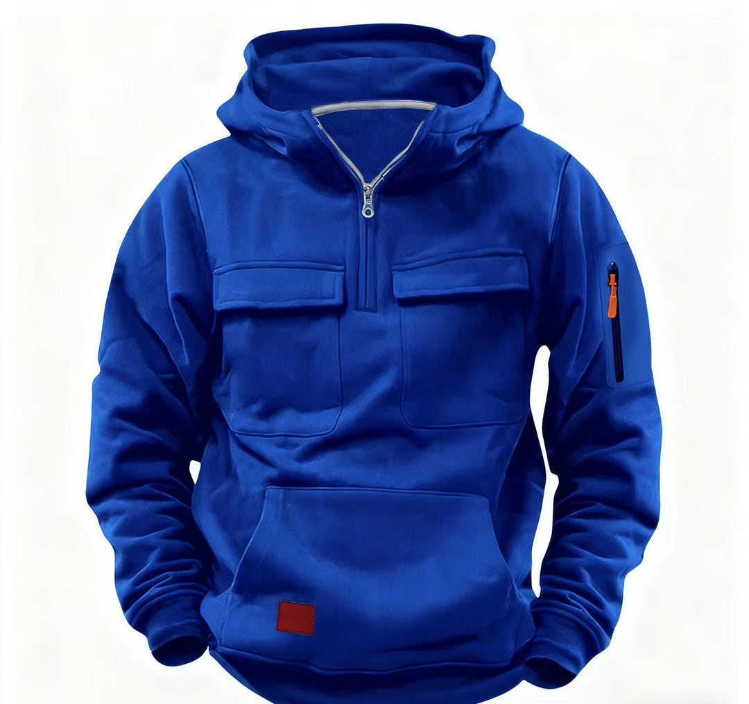 Herren funktionale Kapuzenjacke mit Reißverschluss und praktischen Taschen R&B