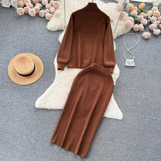 Damen eleganter Strickanzug mit Reißverschluss R&B