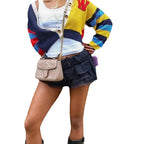 Damen Gemusterter Strickjacke mit Knopfdetails und weiten Ärmeln R&B