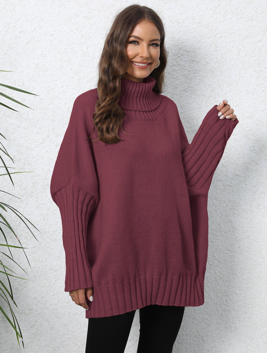 Damen Oversize Rollkragenpullover mit strukturiertem Strick R&B