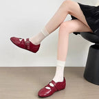 Damen elegante Schnür-Ballerinas mit modischem Riemchen-Design R&B