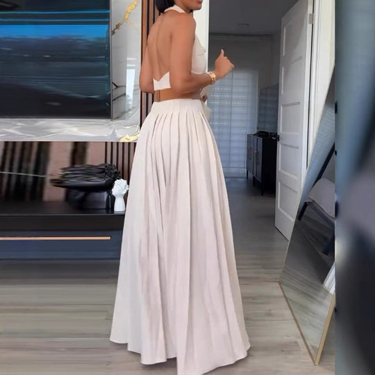 Damen Kurzarm Kleid mit plissierten Details R&B
