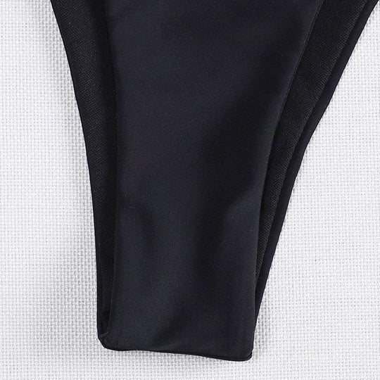 Damen Bikini-Höschen mit verstellbaren Bindebändern und dekorativen Ringakzenten R&B