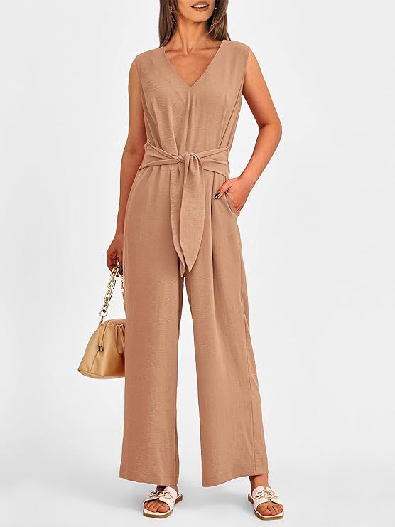 Damen eleganter Jumpsuit mit tailliertem Schnitt und weitem Bein R&B