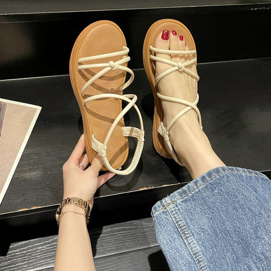 Damen bequeme und luftige Sandalen mit elastischen Riemen R&B