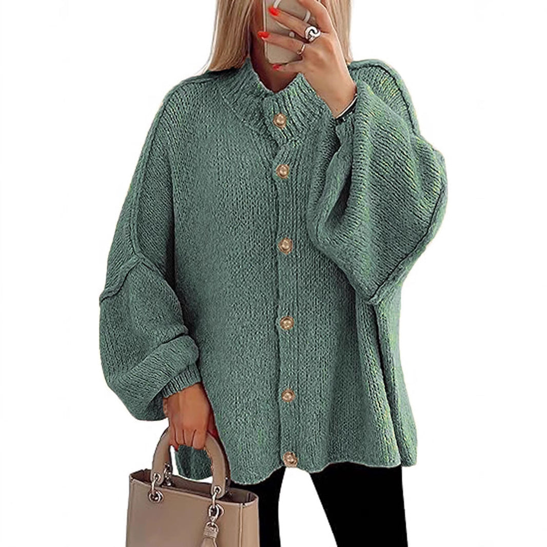 Damen oversized Strickjacke mit Knopfverschluss R&B