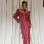 Damen elegantes Strandkleid mit raffinierten Fransen und transparenten Elementen R&B