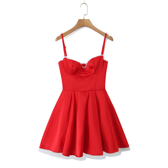 Damen romantisches Spitzenkleid mit trägerlosem Design R&B