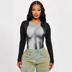 Damen Langarm Bodysuit R&B
