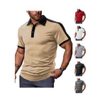 Herren nan figurnahes Kontrast-Poloshirt mit Schulterpasse und Hemdkragen R&B