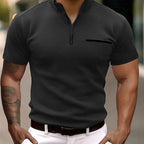Herren Kurzarm Shirt mit Modischem Reißverschluss R&B