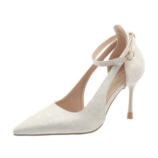 Damen Spitzen High Heels mit eleganter Fesselriemenverzierung R&B