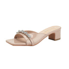 Damen elegante Mules mit funkelndem Schmuckdetail und rutschfester Sohle R&B